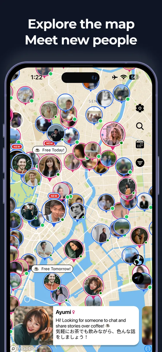 The SewaYou map showing friends nearby