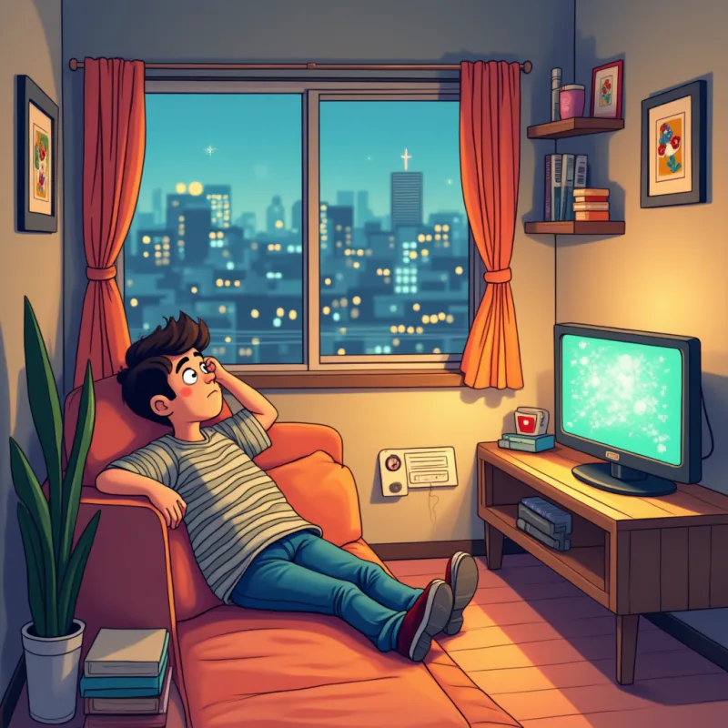 Foreigner stuck in a daily routine loop in a small Tokyo apartment