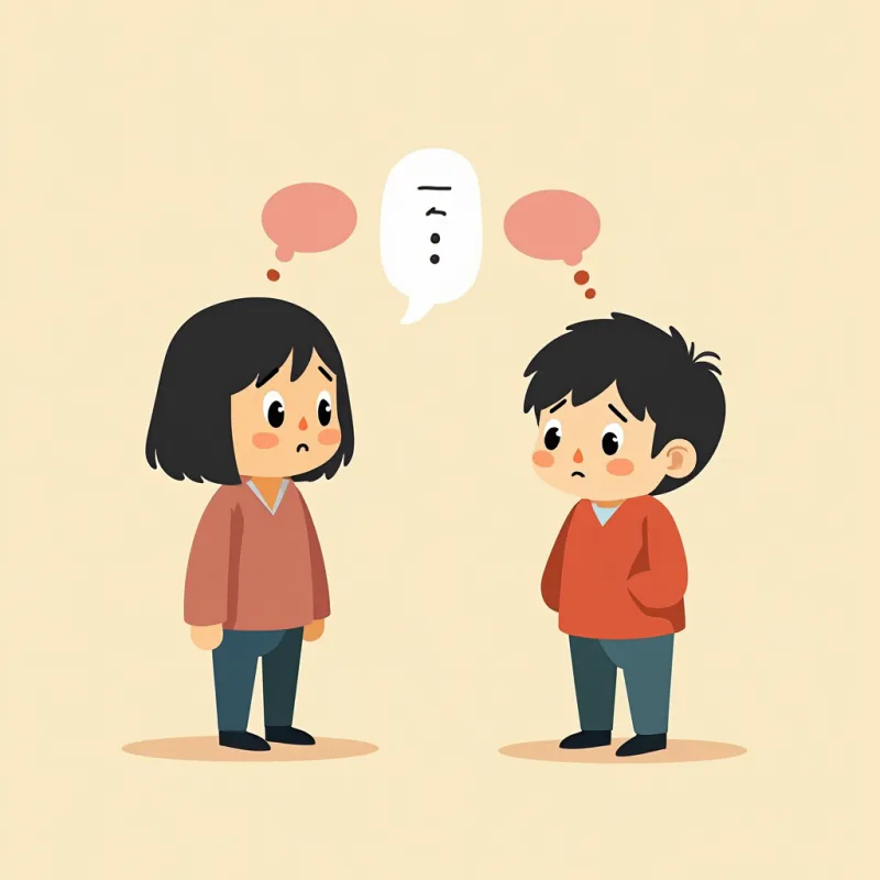 Two people stuck in a repetitive scripted small-talk exchange