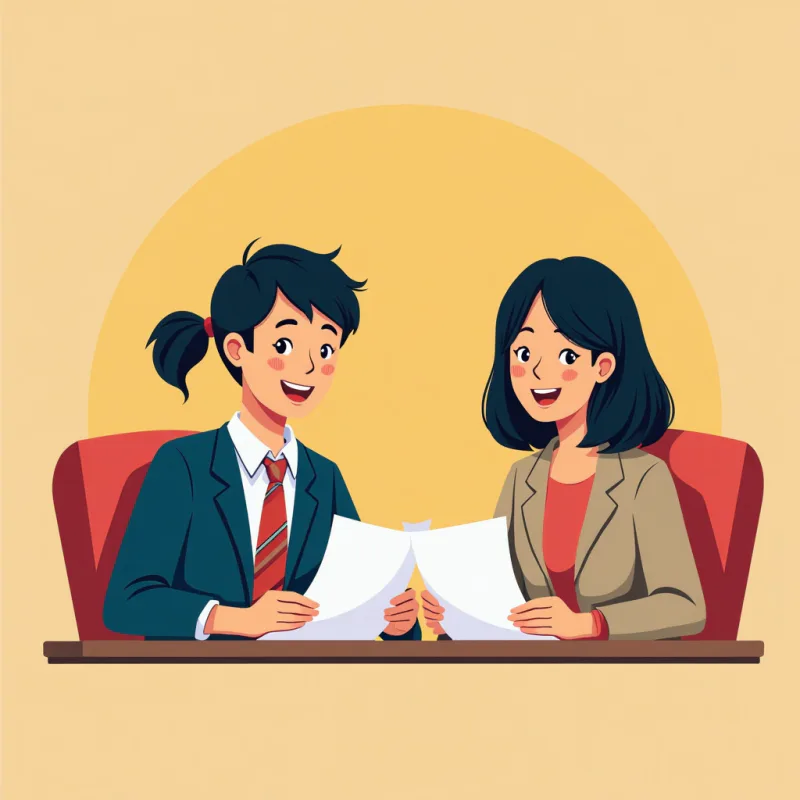 A young foreign job seeker sitting at a desk surrounded by tall stacks of application forms and glowing laptop screens, looking tired and overwhelmed, thought bubbles with question marks floating above, warm bright colors, modern illustration style, no text