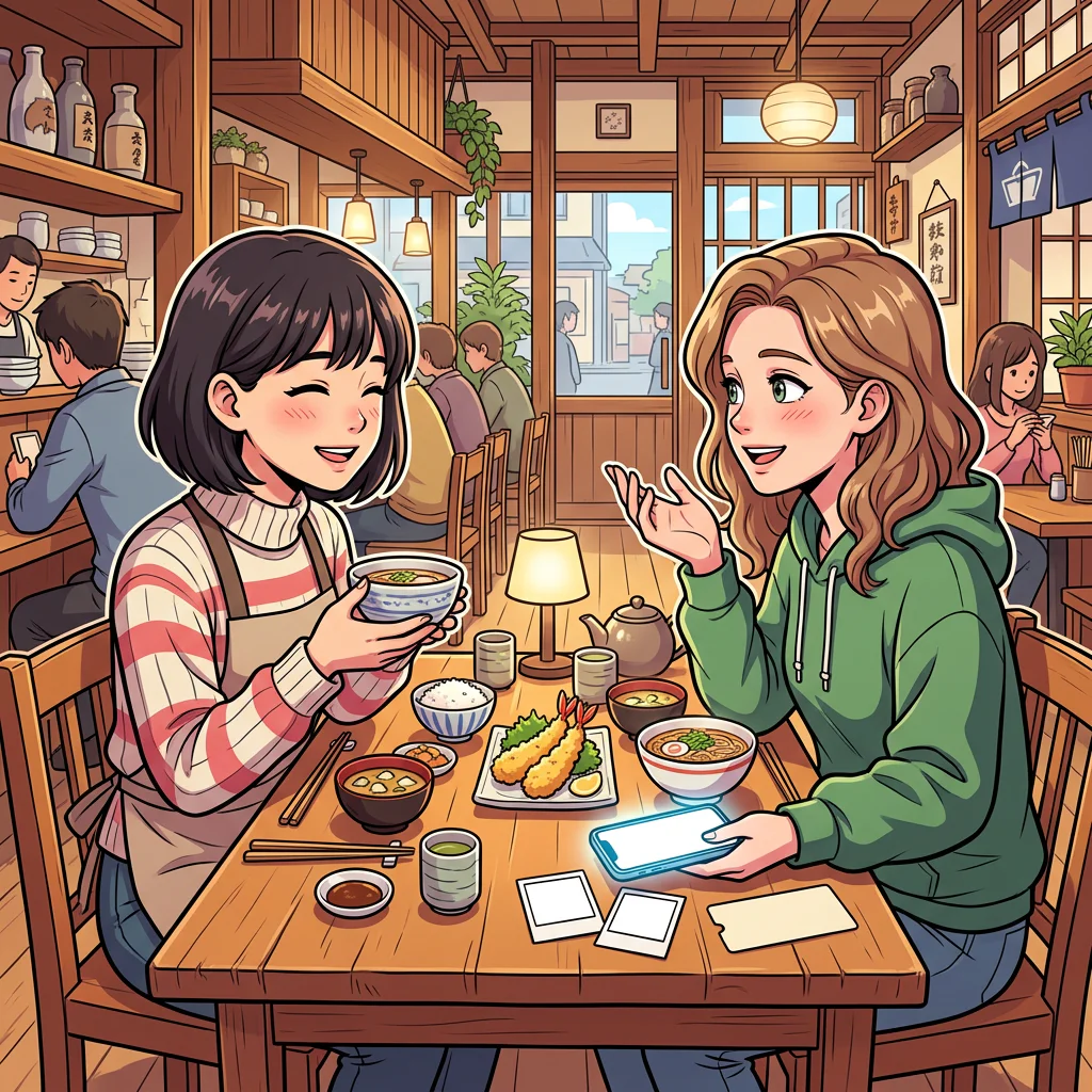 Friends sharing a farewell meal