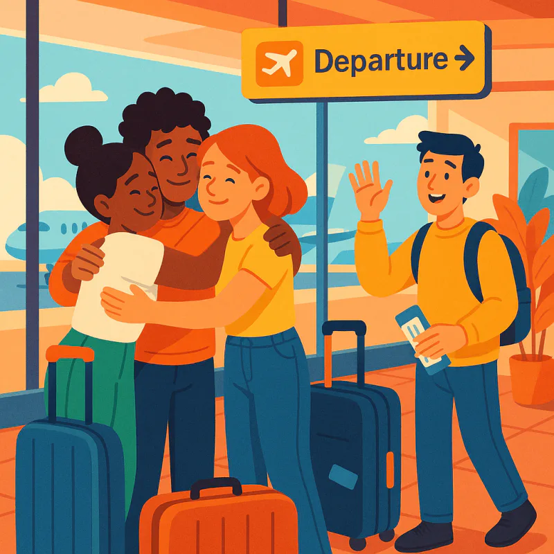 Friends leaving Japan