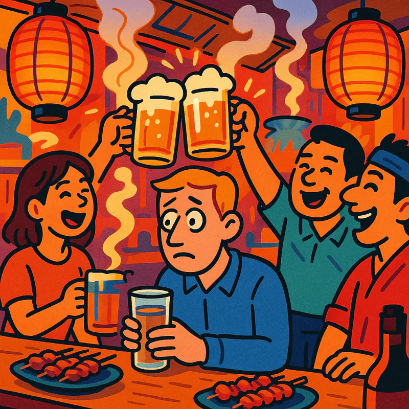 Sober foreigner at izakaya