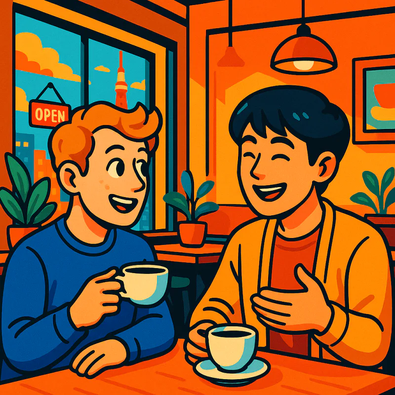 Coffee shop conversation Tokyo
