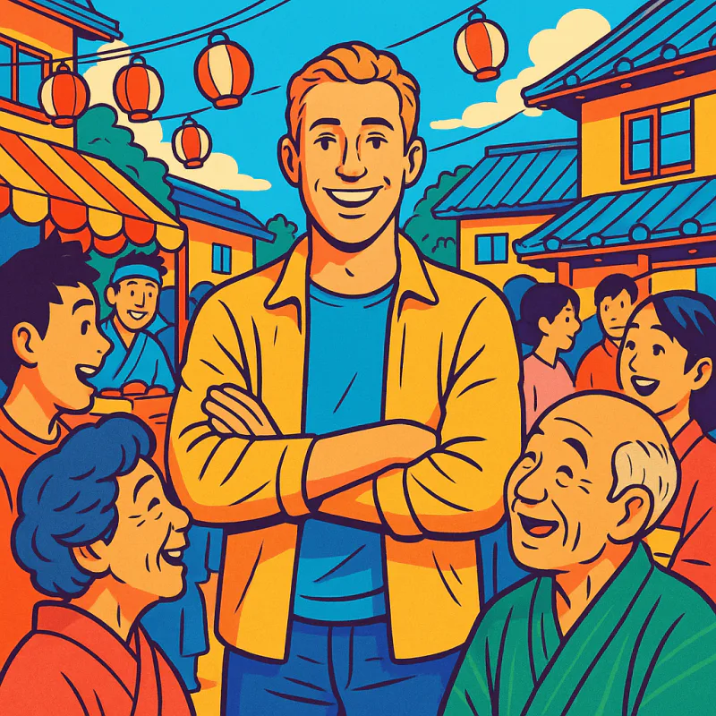 Foreigner integrating into local Japanese community