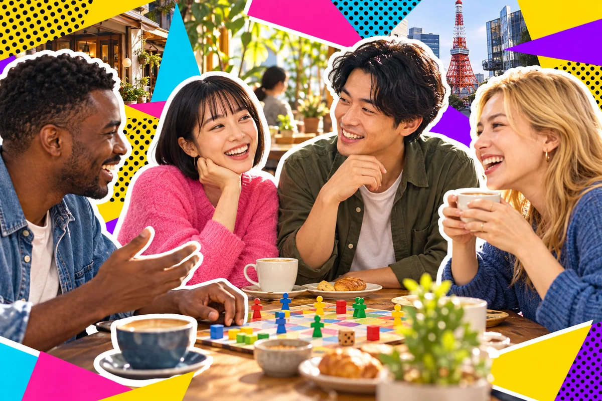 Amigos japoneses e estrangeiros convivendo em um encontro de bairro