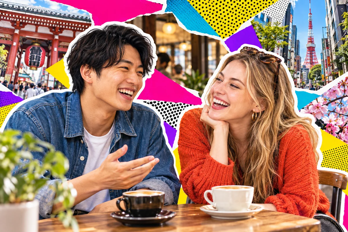 Japanese and international friends meeting for coffee in Tokyo