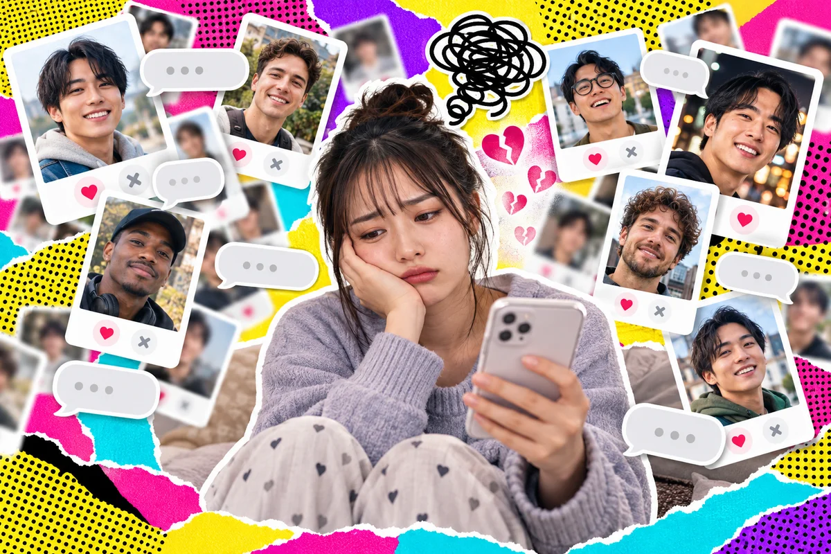 プロフィールや返信のないチャットに疲れた女性