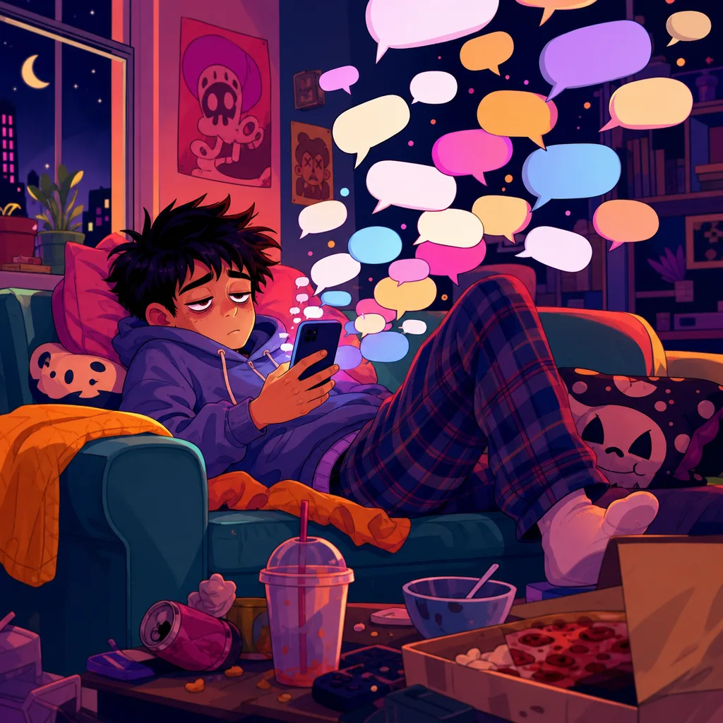 Ilustração de atividades online que desperdiçam tempo