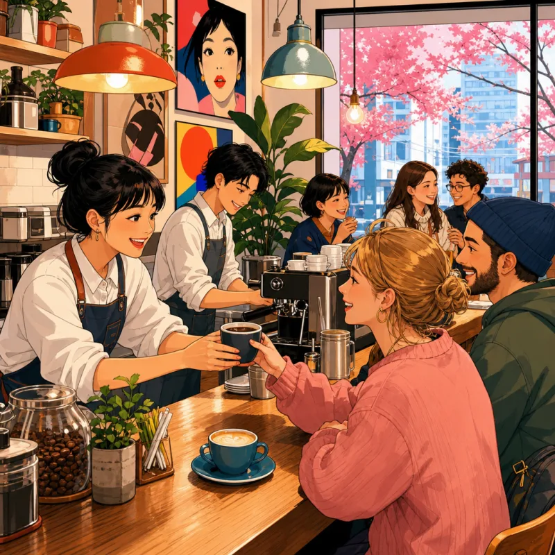 Café de Tóquio acolhedor para quem fala inglês