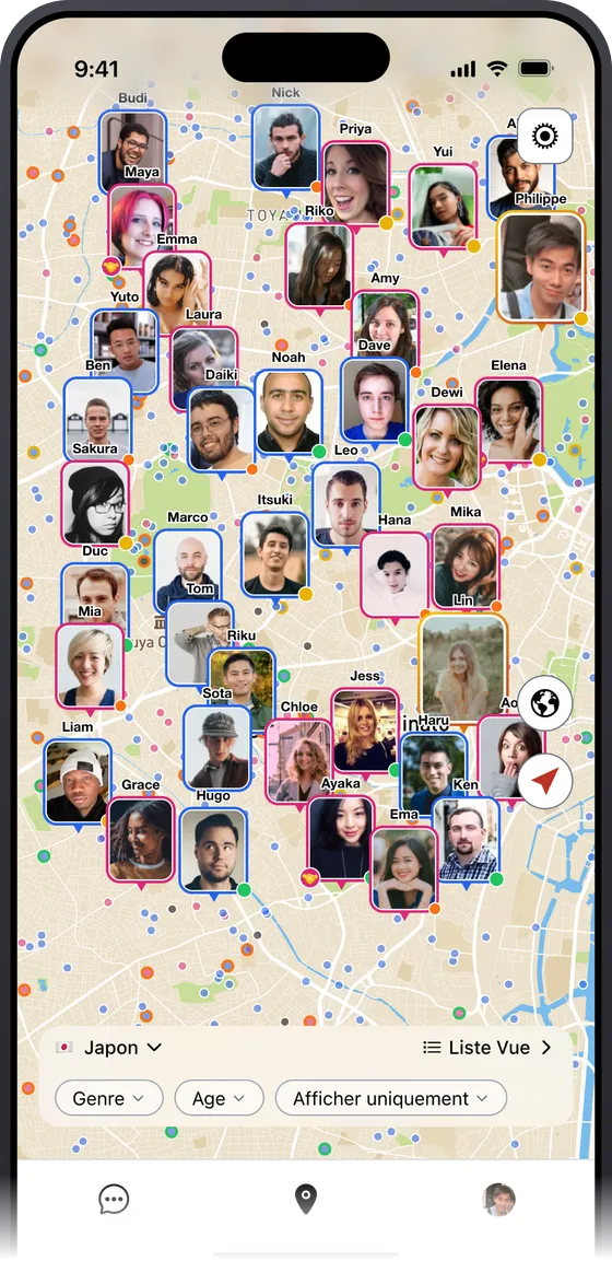 Carte SewaYou montrant les personnes près de toi