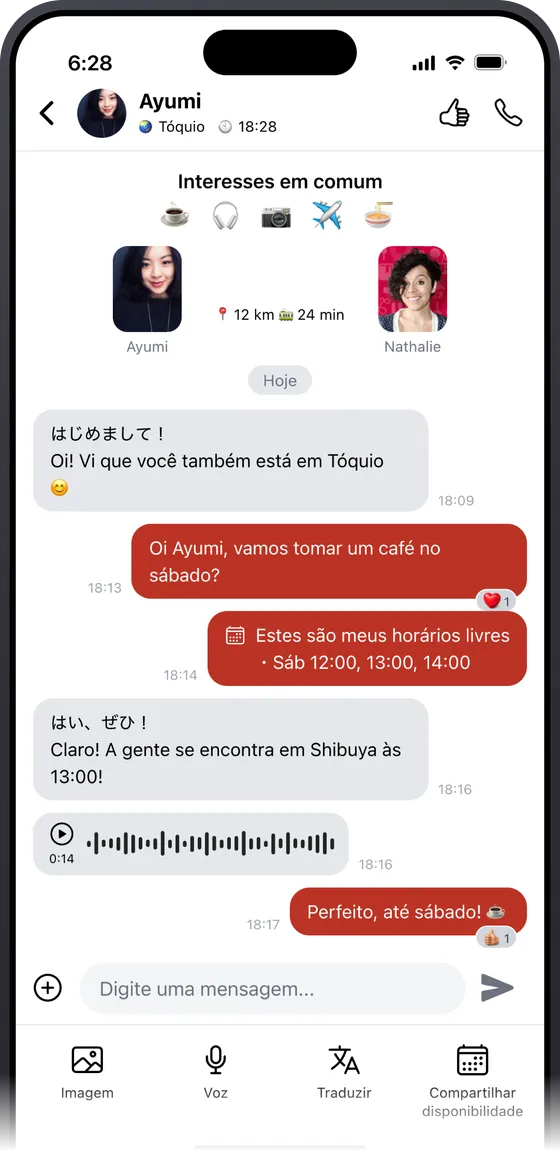Conversa no SewaYou para combinar um encontro presencial